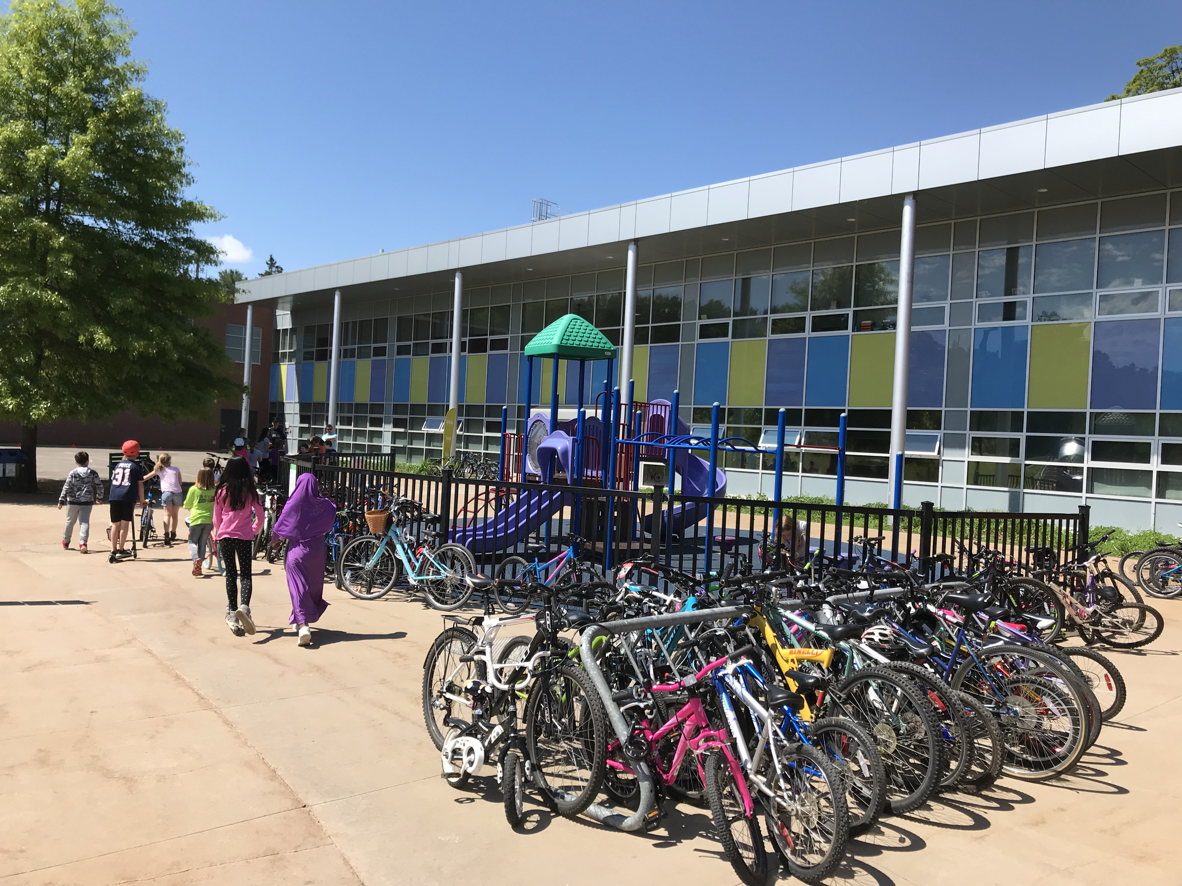 Bikes in front of school