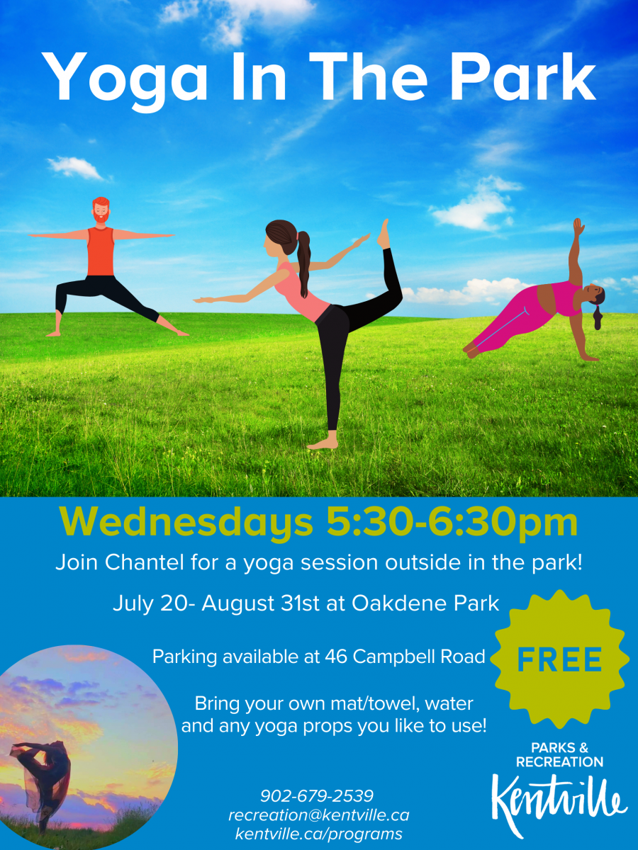 Yoga in the park at Oakdene Park. Wednesdays from 5:30-6:30pm starting July 20th until August 31st. Free. Parking available at 46 Campbell Road. 