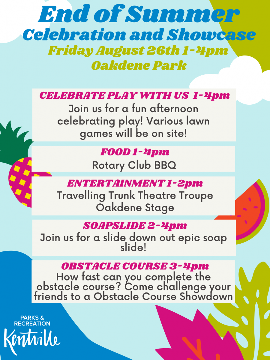 End of Summer Celebration  poster outlining the schedule of events