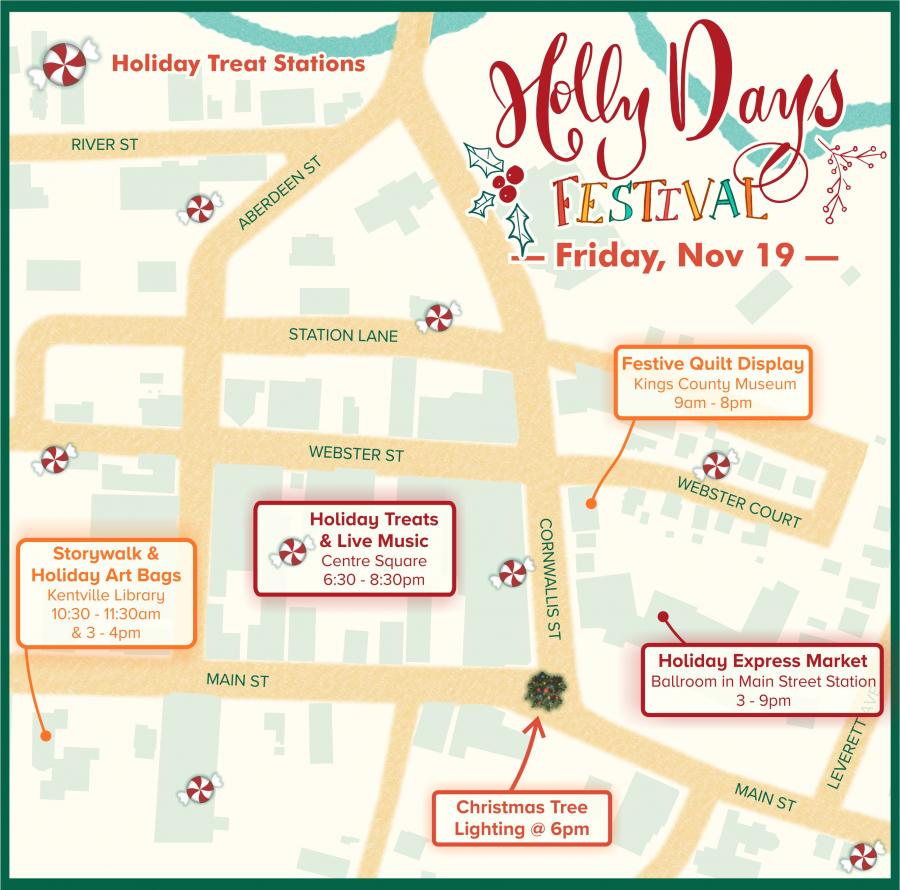 a map sowing events taking place downtown on November 19th  
