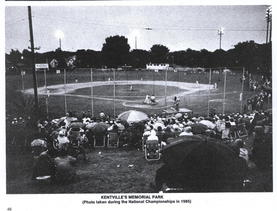 Picture of the Memorial Park main ball diamond from 1985